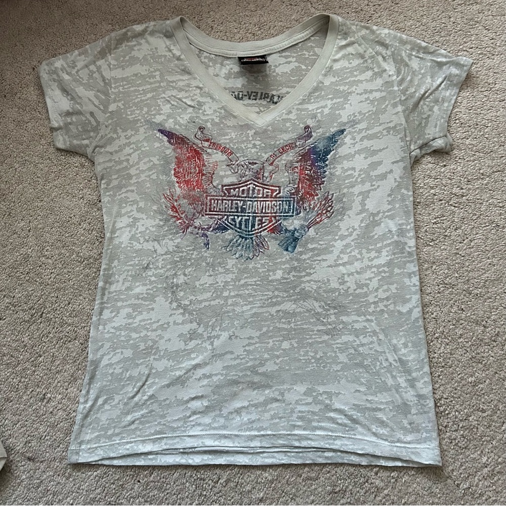 Harley-Davidson White and Multi-Colour T-Shirt